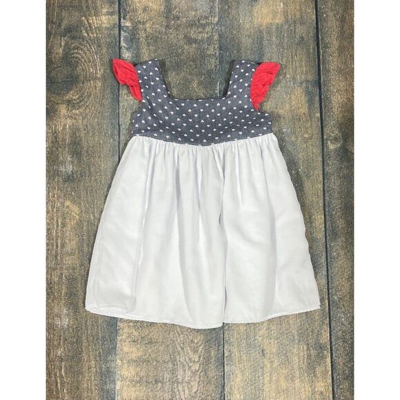 Eleanor Ann Co. Girls Size 4 Red, White, & Blue Tunic! Flutter Sleeves, Hearts! - Picture 1 of 7